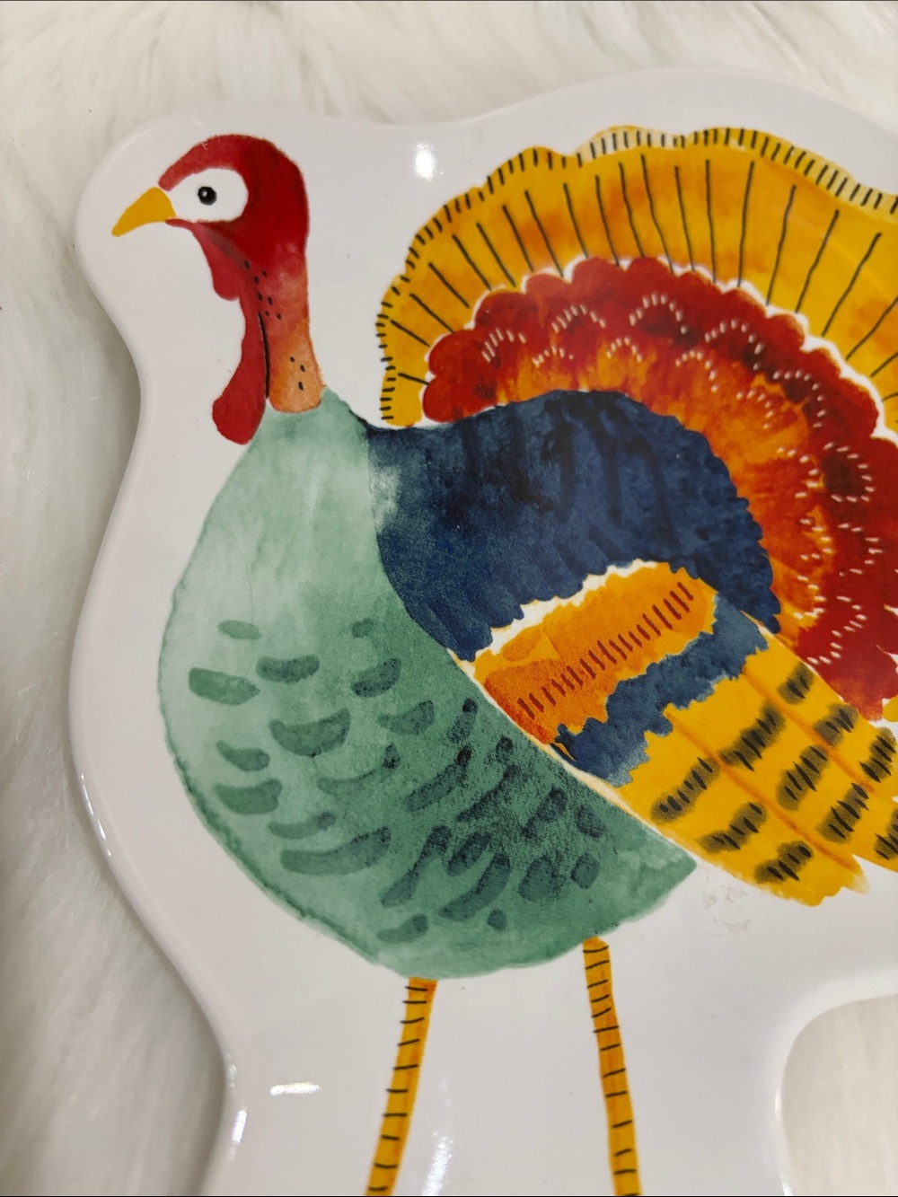 Colorful Turkey Ceramic Serving Dish - Multicolor - Picture 3 of 8
